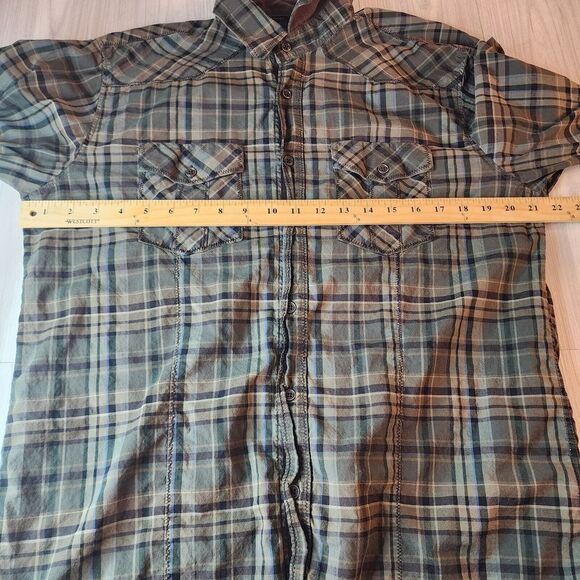 Bugatchi Men's Button Down Shirt Plaid Long‎ Sleeve Medium Green Western - Picture 9 of 11